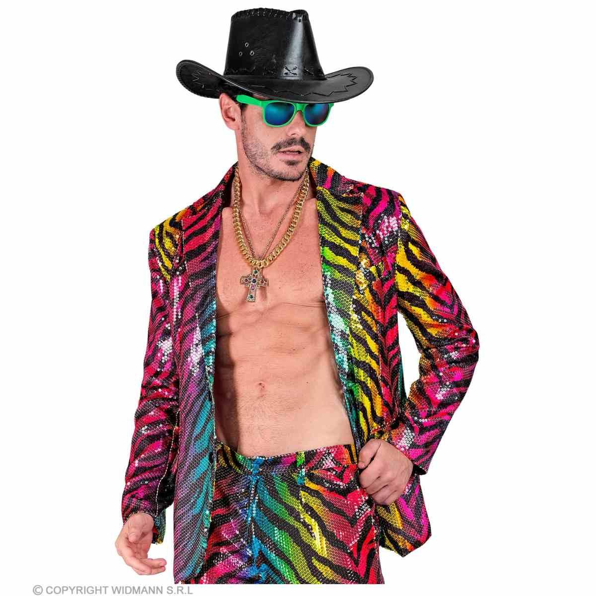 Giacca Party Disco Animalier Tigrata Multicolor Paillettes |Widmann