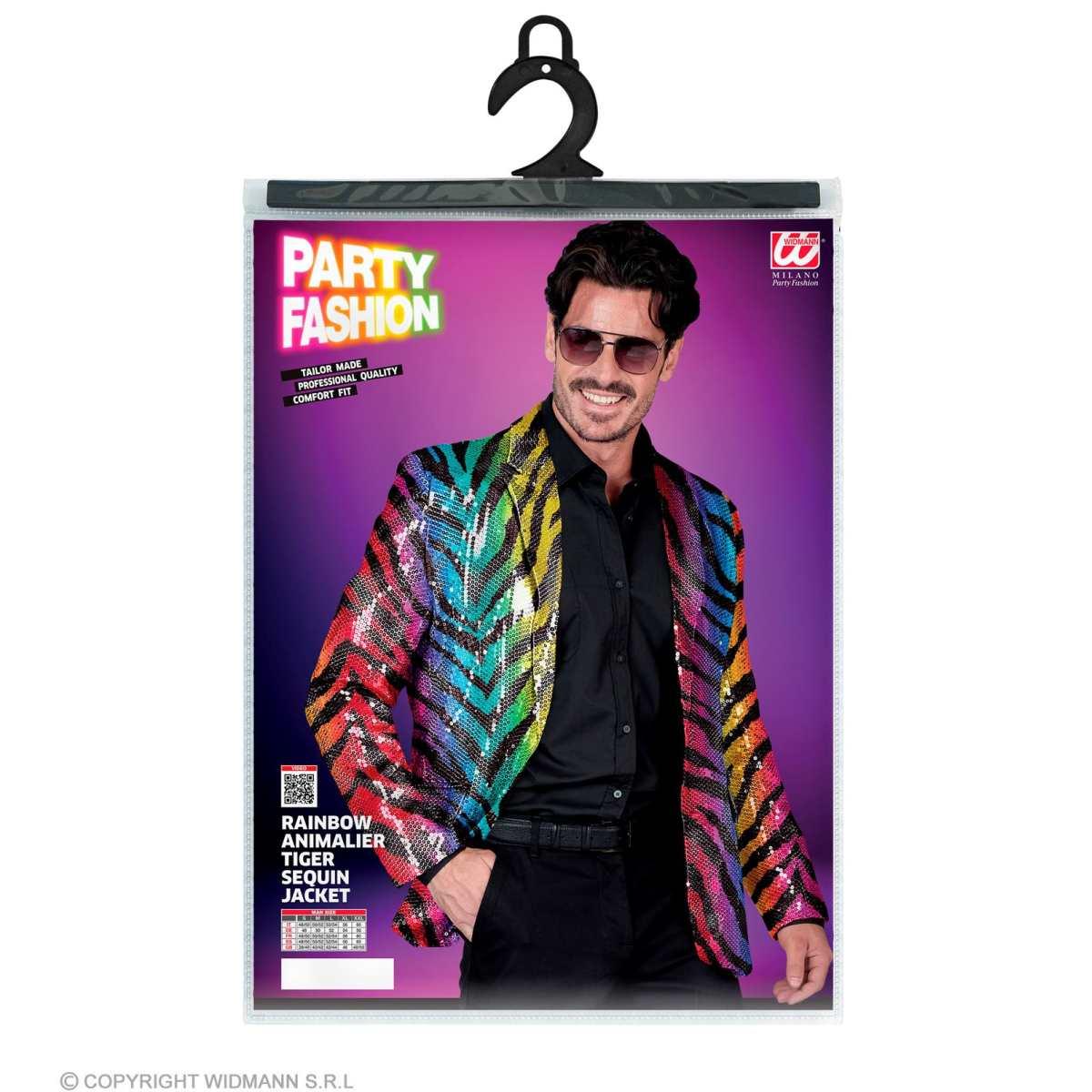 Giacca Party Disco Animalier Tigrata Multicolor Paillettes |Widmann
