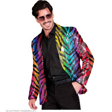 Giacca Party Disco Animalier Tigrata Multicolor Paillettes |Widmann