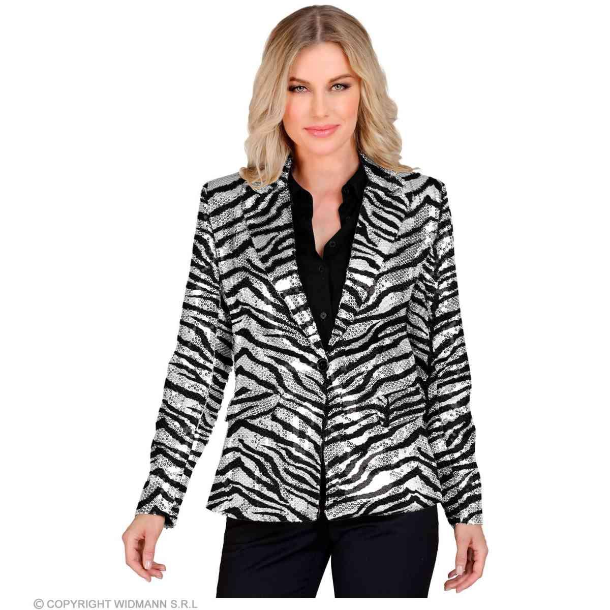 Giacca Party Disco Animalier Zebrata Paillettes |Widmann