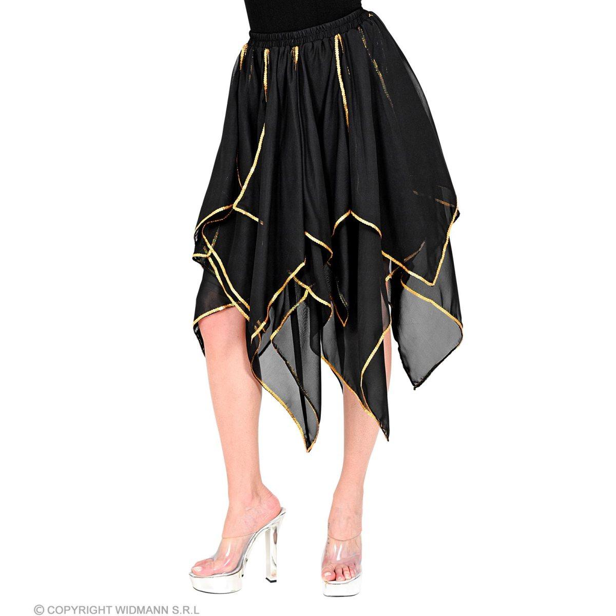 Gonna Chiffon Nera con Decorazioni Oro |Widmann