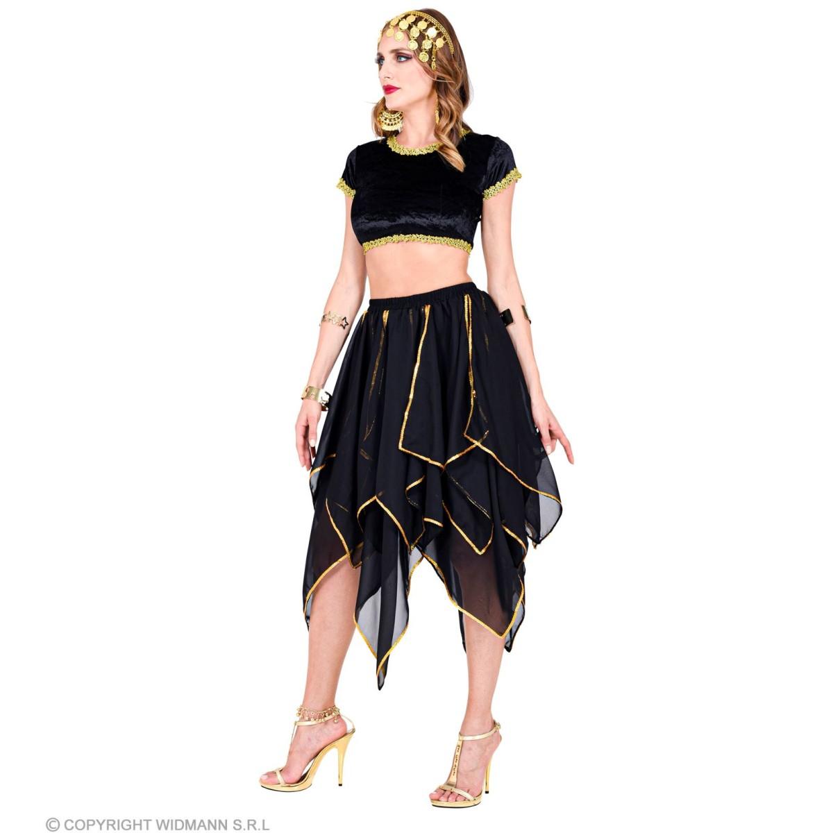 Gonna Chiffon Nera con Decorazioni Oro |Widmann