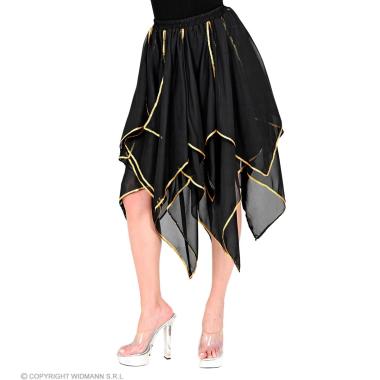 Gonna Chiffon Nera con Decorazioni Oro |Widmann