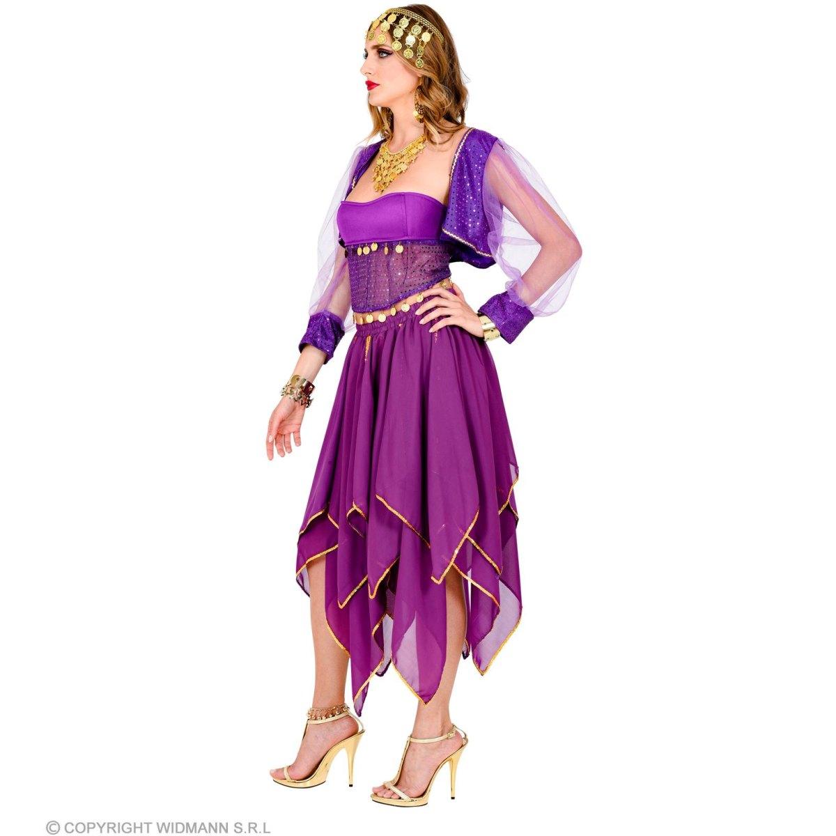 Gonna Chiffon Viola con Decorazioni Oro |Widmann