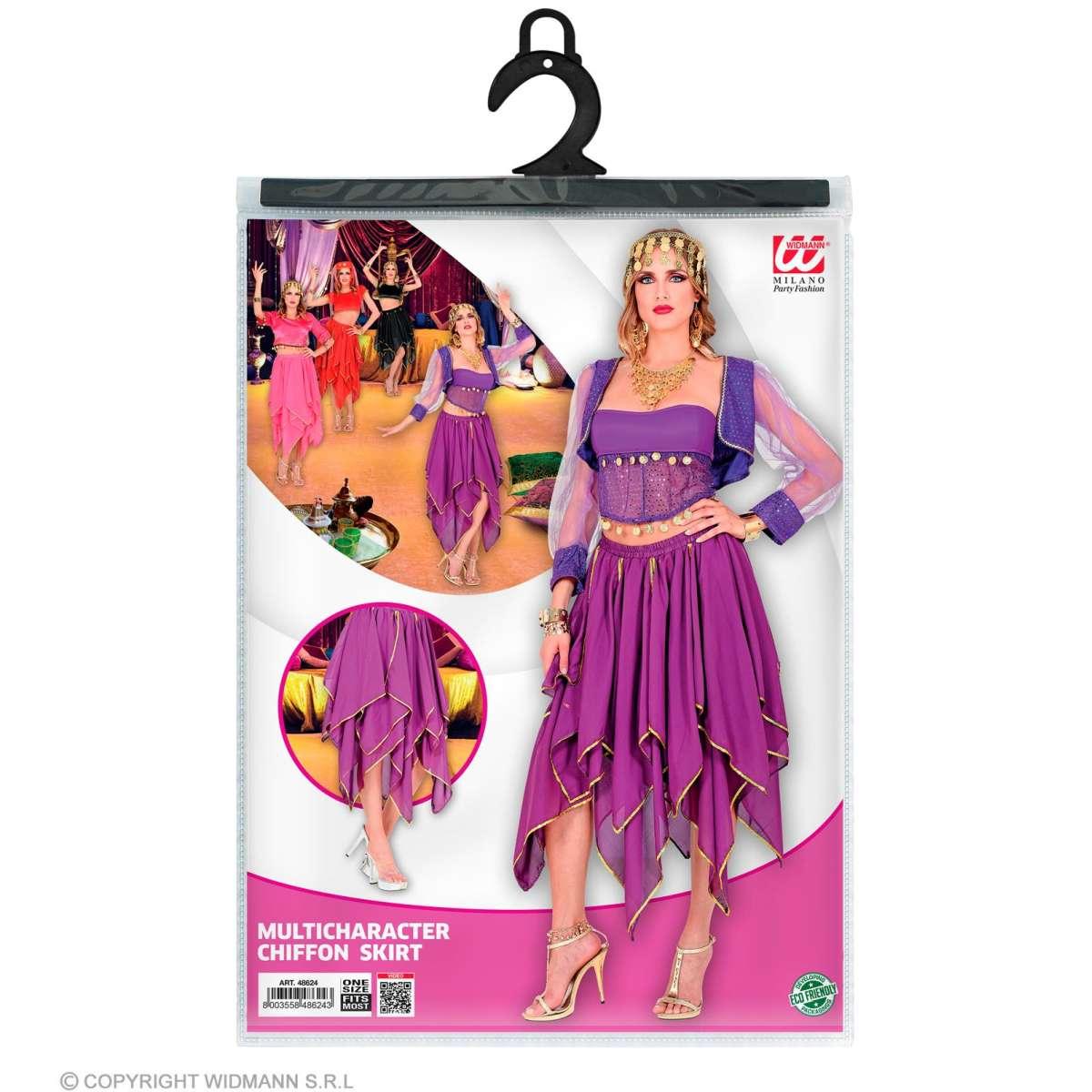 Gonna Chiffon Viola con Decorazioni Oro |Widmann