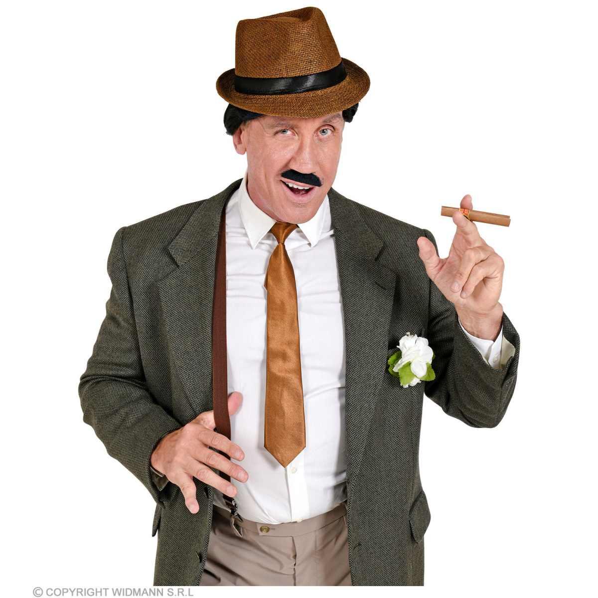 Anni '20 con Cappello Bretelle Cravatta Baffi e Sigaro Set pz.5 |Widmann