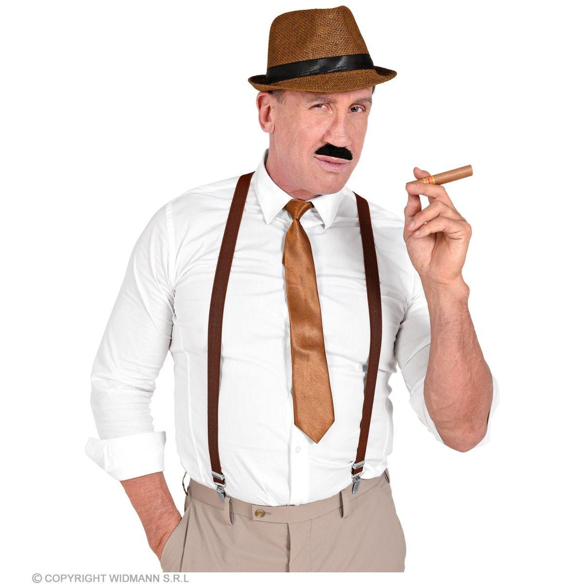 Anni '20 con Cappello Bretelle Cravatta Baffi e Sigaro Set pz.5 |Widmann