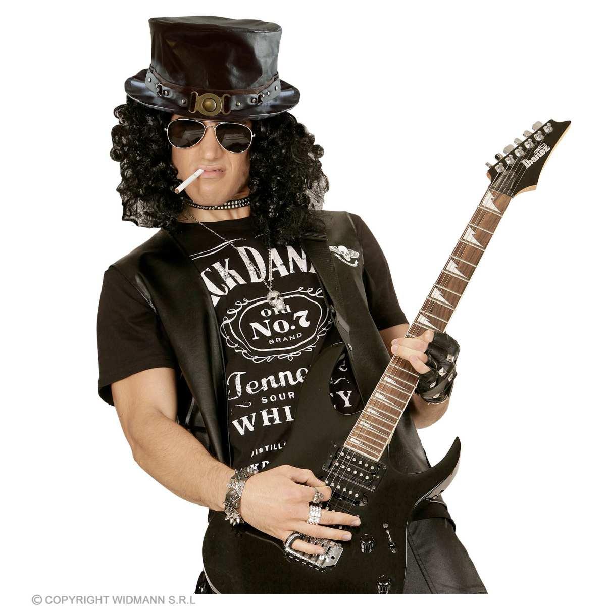 Cappello Cilindro Nero Similpelle con Banda Decorata |Widmann