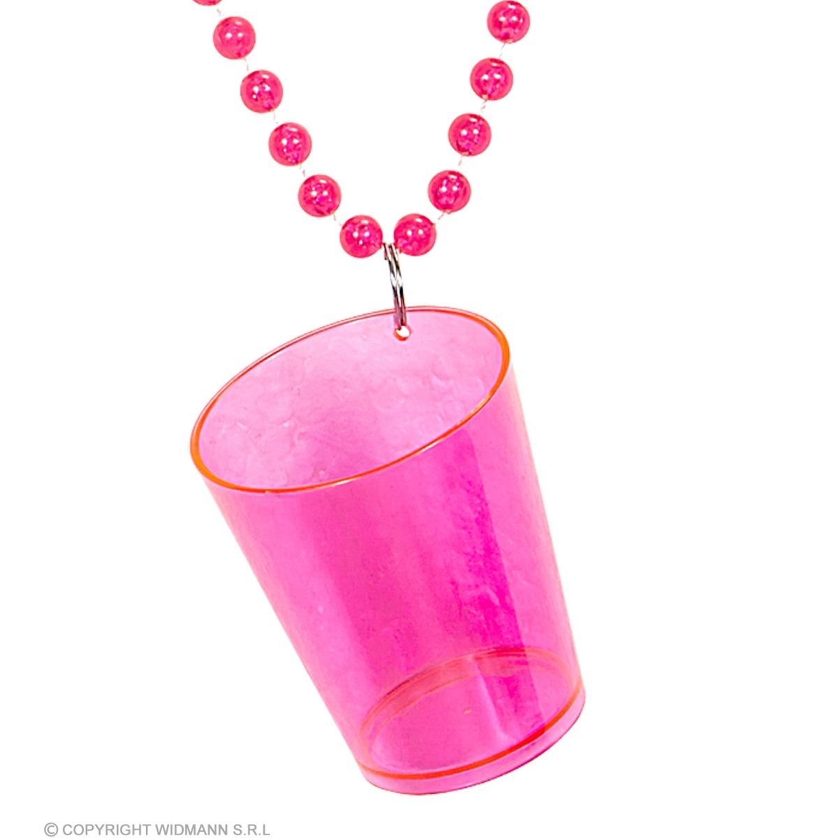 Collana con Bicchiere Shot Rosa Fluo |Widmann