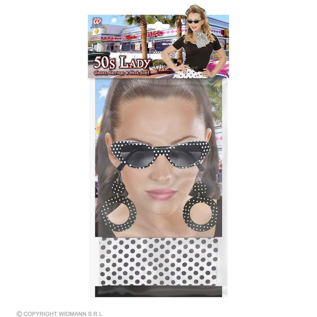 Anni '50 Occhiali Foulard e Orecchini |Widmann