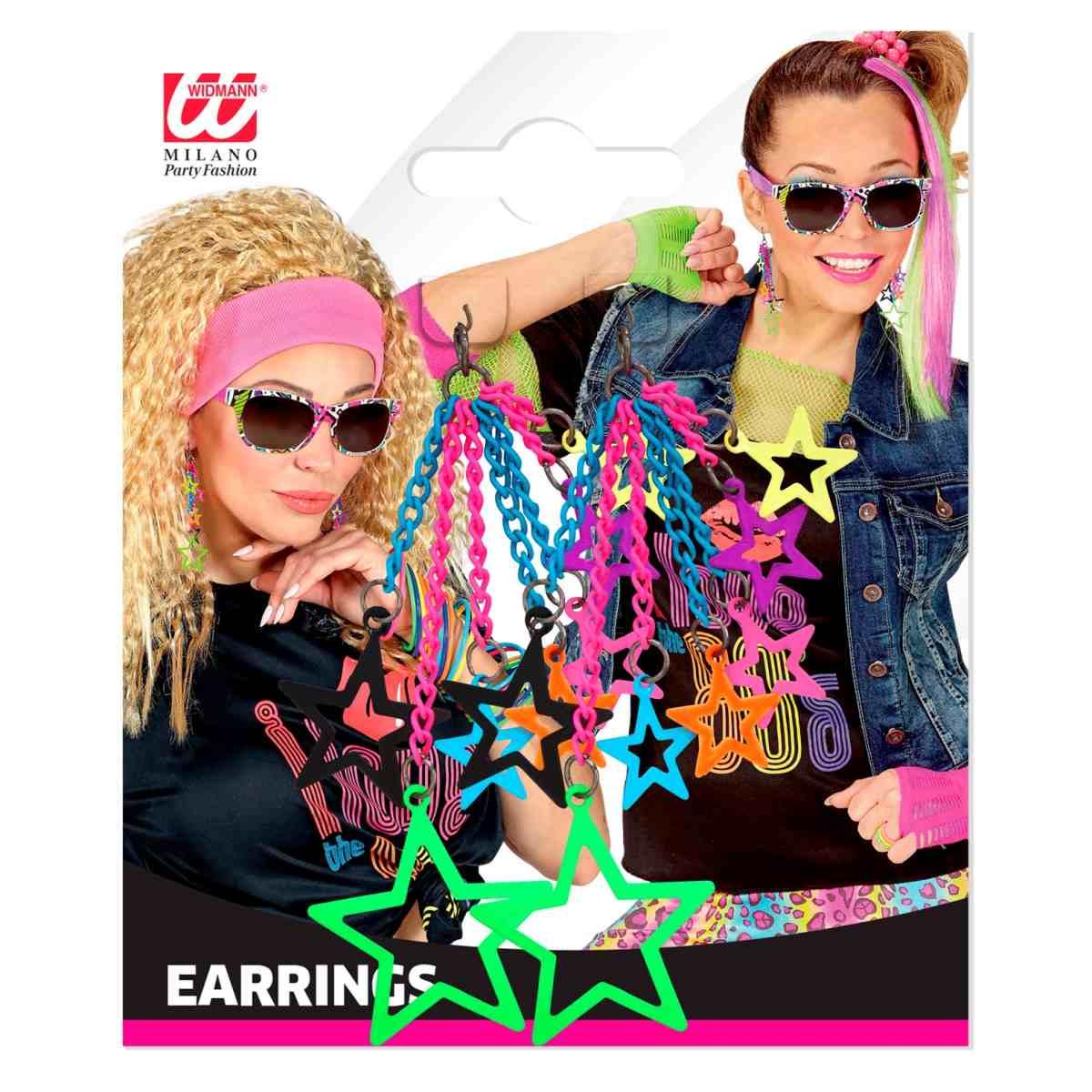 Orecchini Stelle Color Anni '80 |Widmann