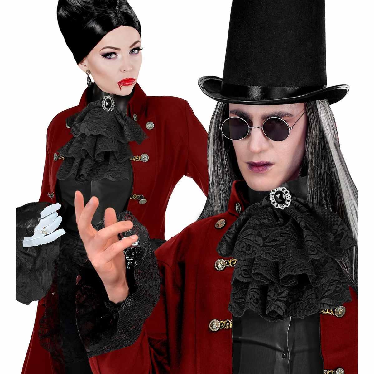 Jabot Tessuto Nero Pizzo con Polsini |Widmann