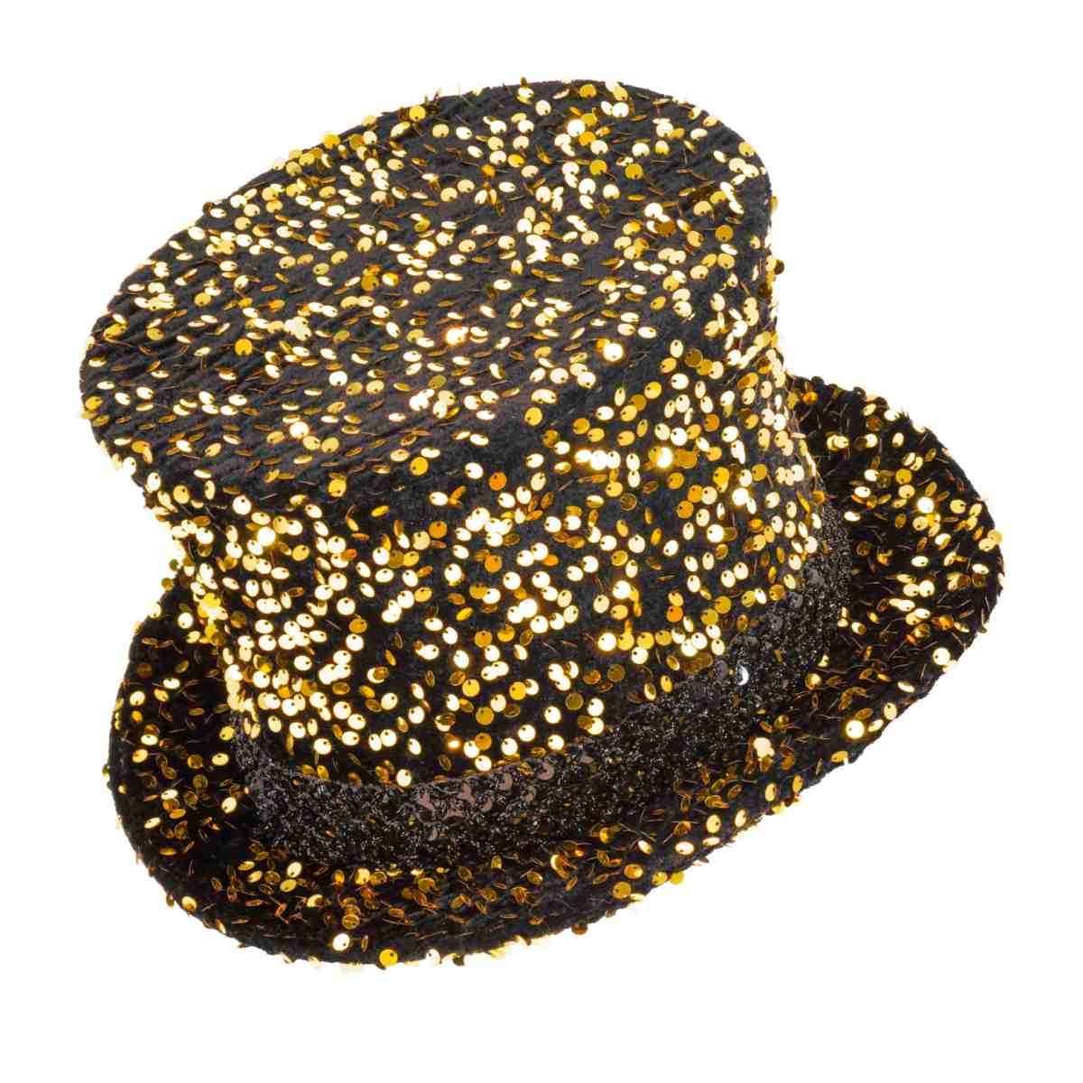 Cappello Cilindro Oro con Paillettes |Widmann