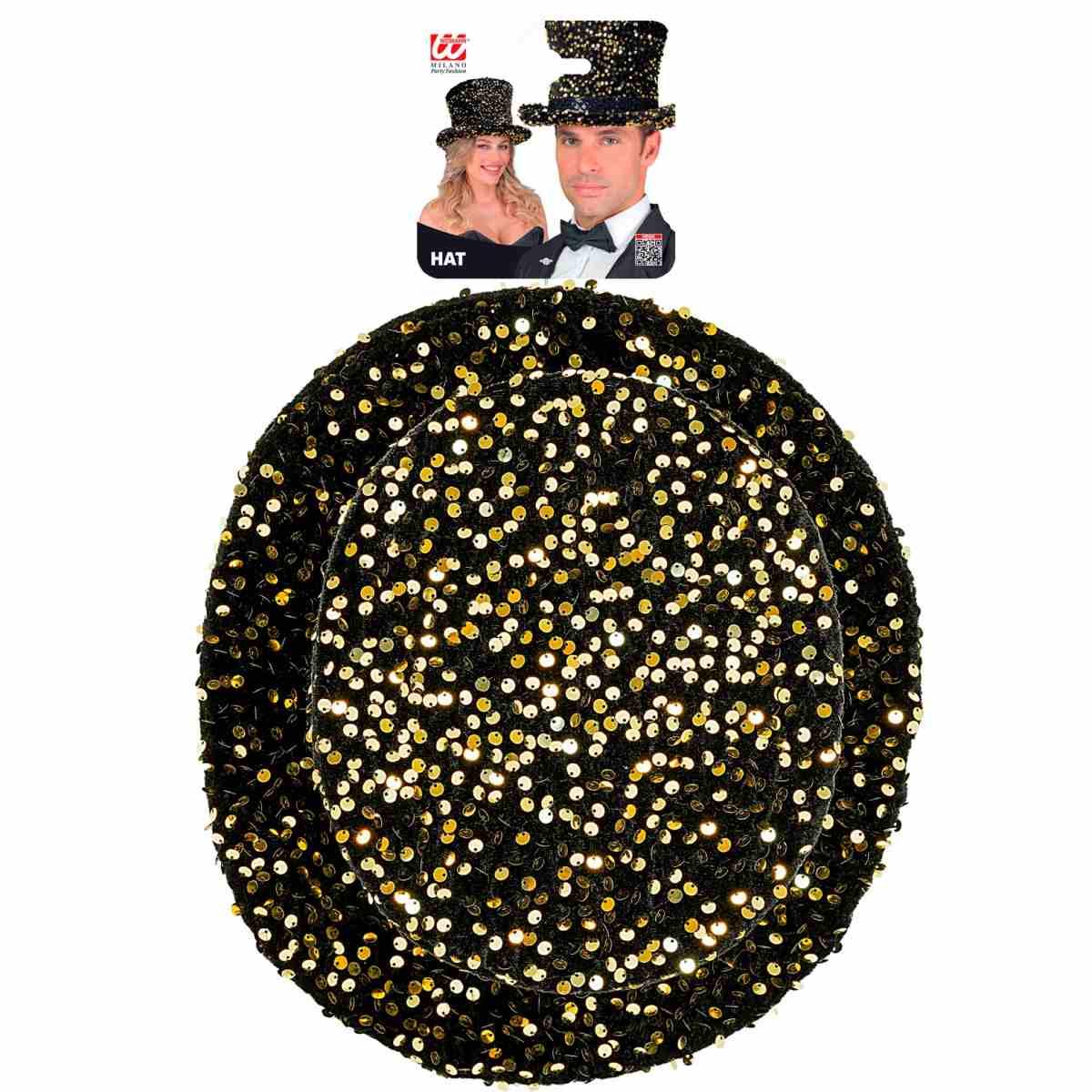Cappello Cilindro Oro con Paillettes |Widmann