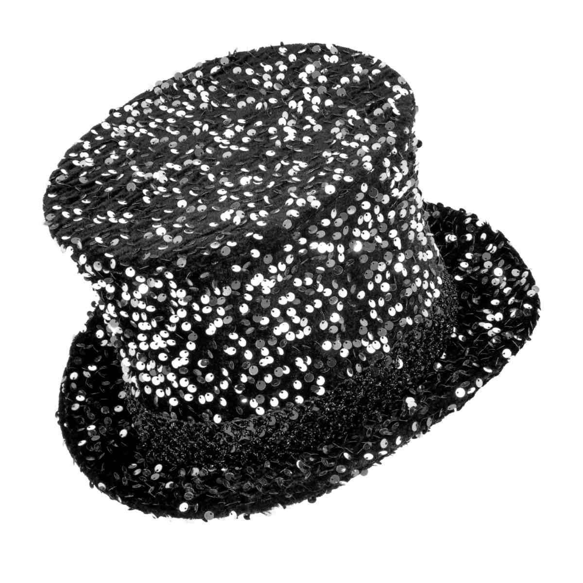 Cappello Cilindro Argento con Paillettes |Widmann