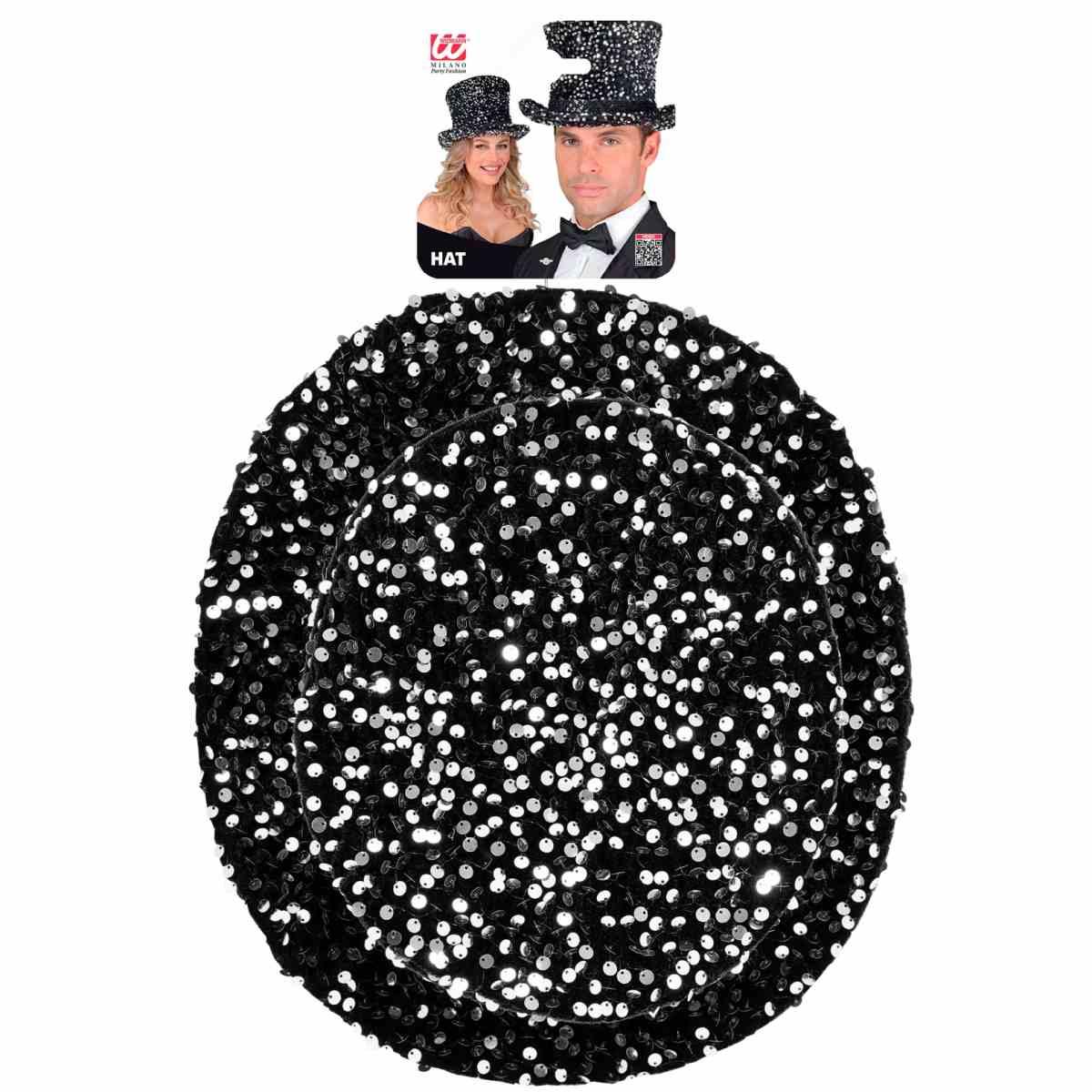 Cappello Cilindro Argento con Paillettes |Widmann