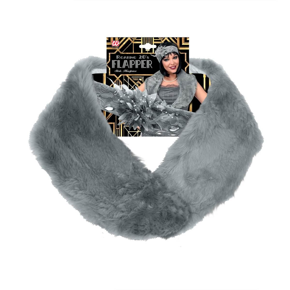 Charleston con Stola Grigio e Copricapo con Piume |Widmann