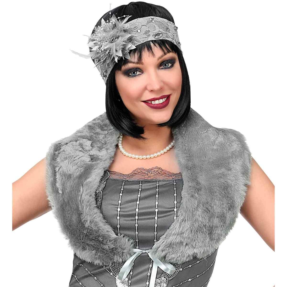 Charleston con Stola Grigio e Copricapo con Piume |Widmann