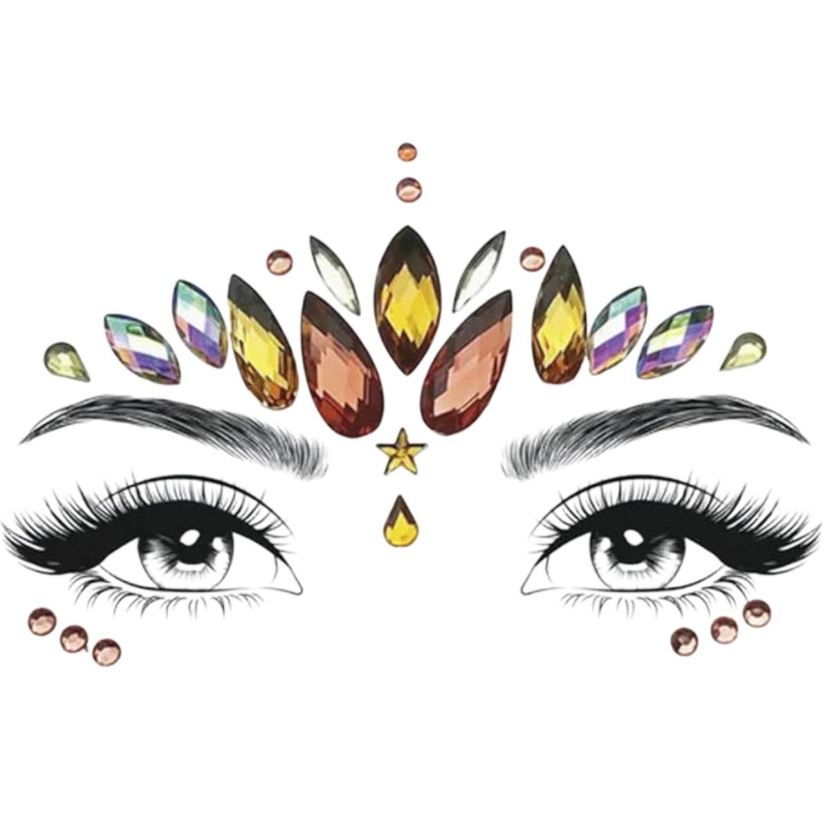 Trucco Decorazioni Adesive Viso Gemme Gialle |Smiffys