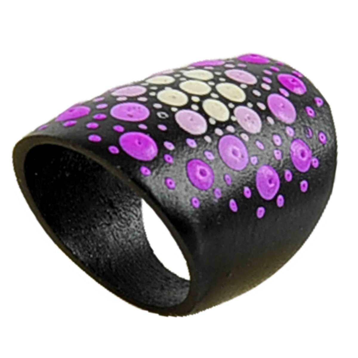 Anello Legno Nero con Cerchi Puntinati 4 Colori |Carnival Toys