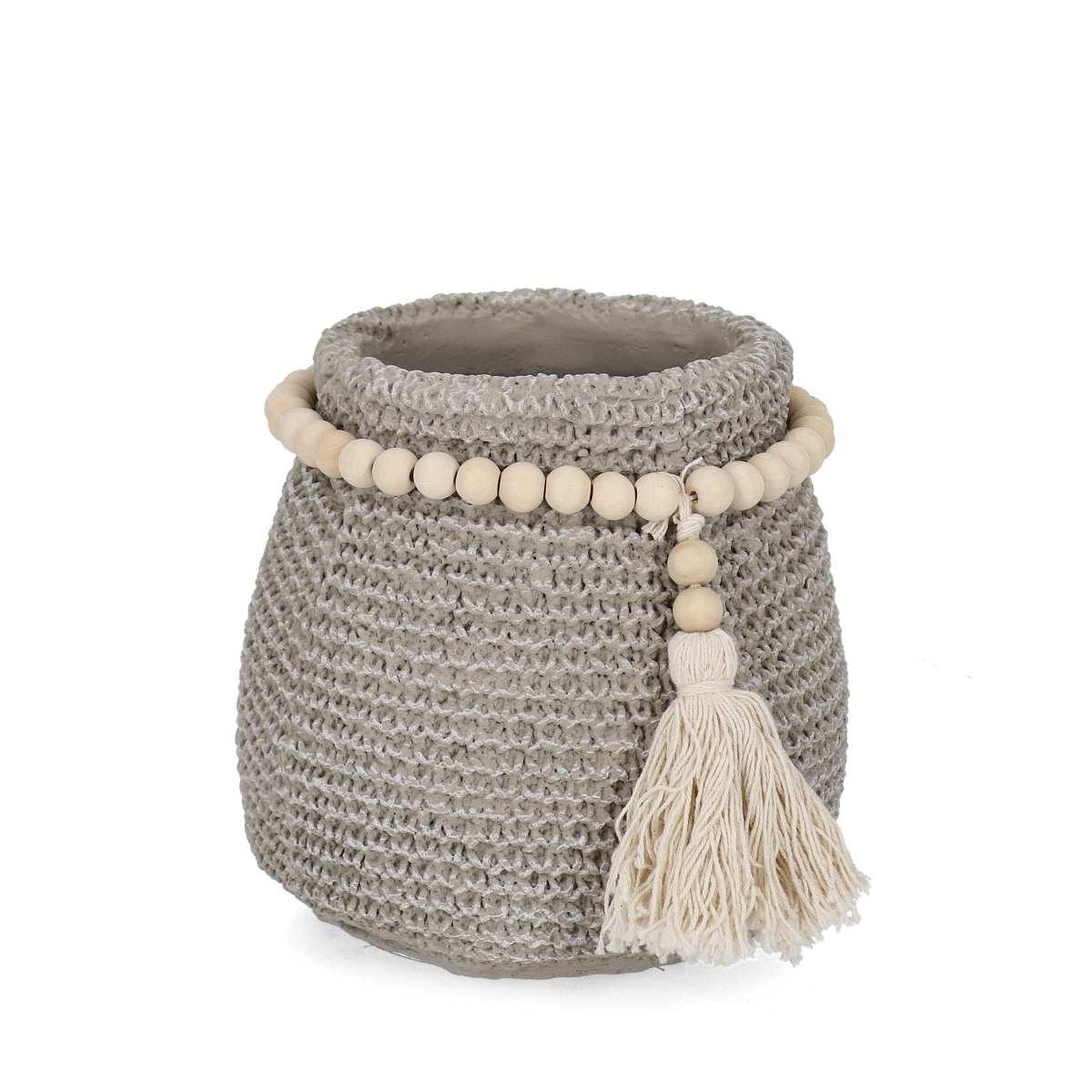 Vaso Ceramica Xavier Grigio con Collana cm.Ø16x15 | Bizzotto