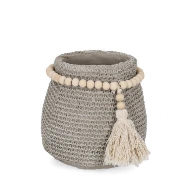 Vaso Ceramica Xavier Grigio con Collana cm.Ø16x15 | Bizzotto