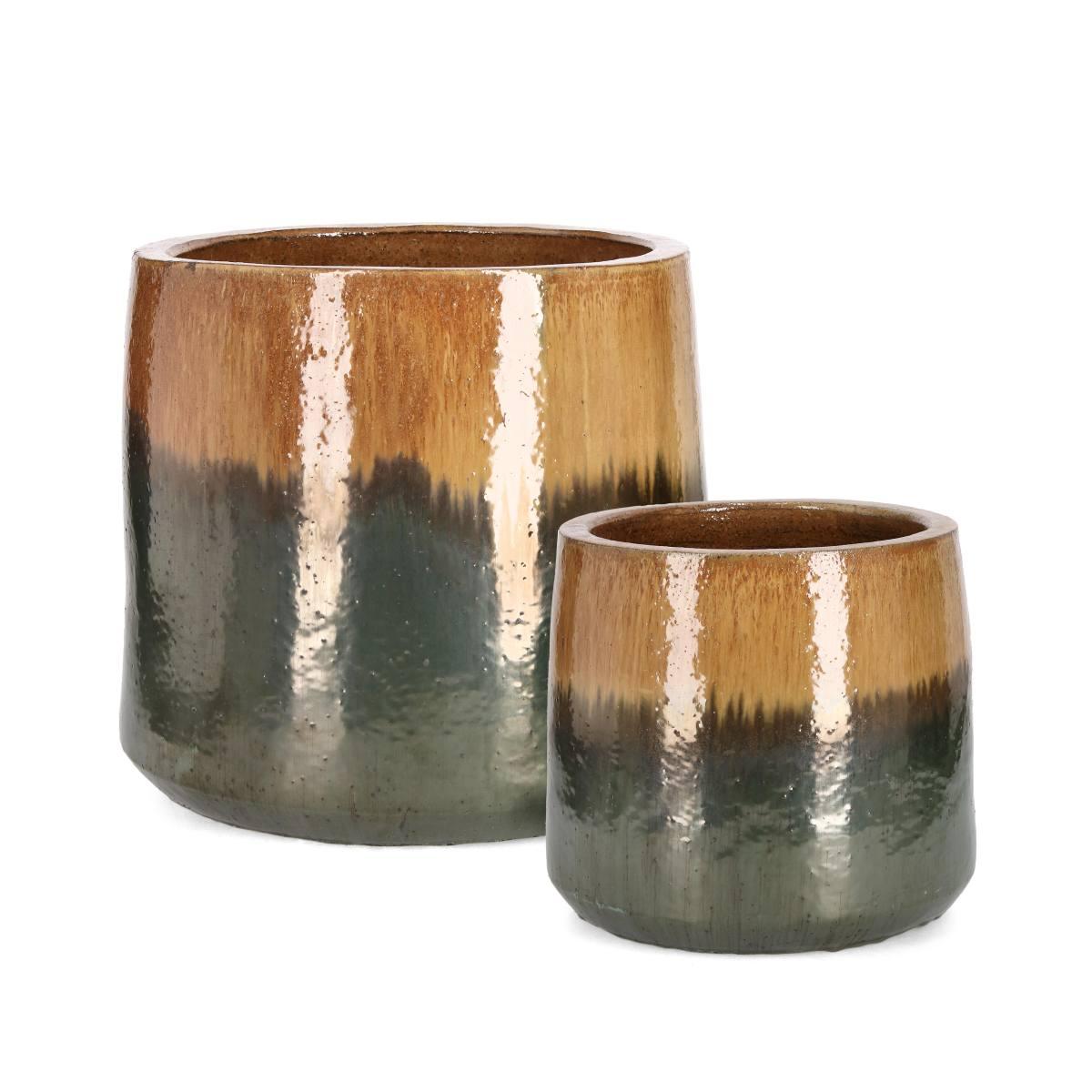 Portavaso Terracotta Thran Verde Ocra cm.ÃƒÂ˜35x32 | Bizzotto