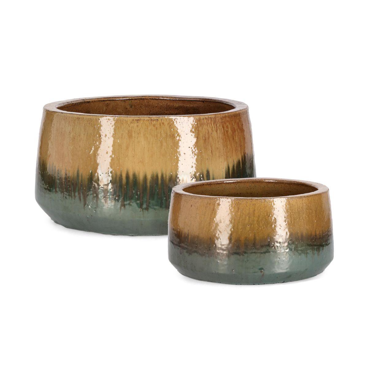 Portavaso Terracotta Thran Verde Ocra cm.ÃƒÂ˜36x18 | Bizzotto