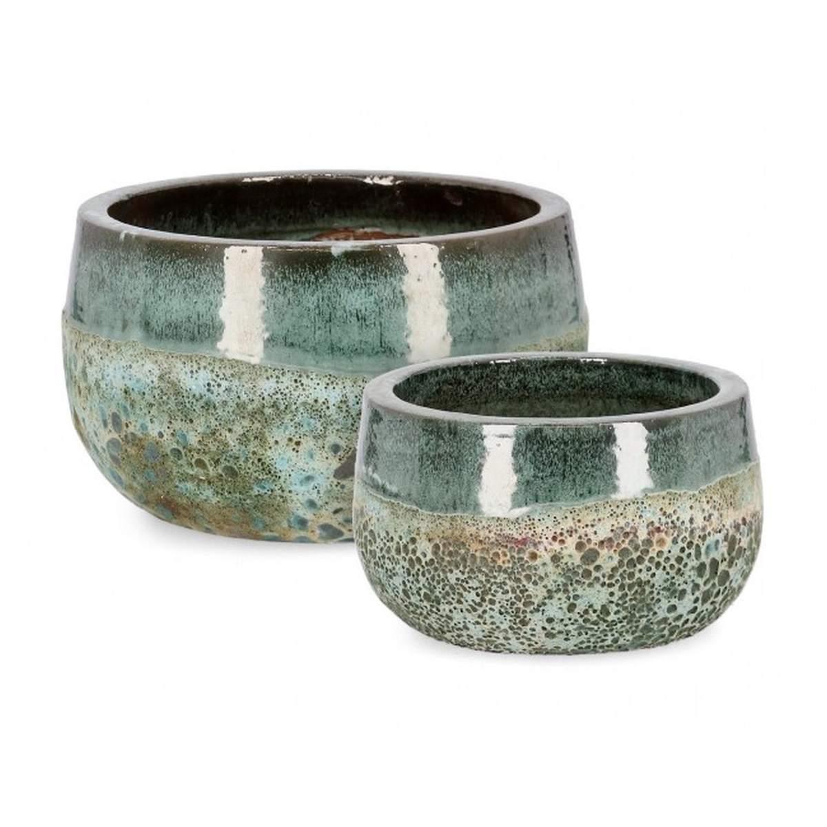 Portavaso Terracotta Duyen Ciotola Verde Giada cm.ÃƒÂ˜36x22 | Bizzotto