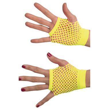 Guanti Corti Rete Giallo Fluo Senza Dita cm.10 |Carnival Toys