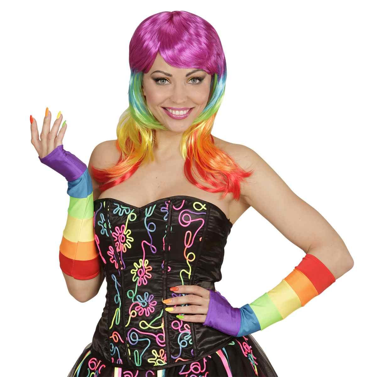 Guanti Lunghi Arcobaleno Senza Dita cm.33 |Widmann