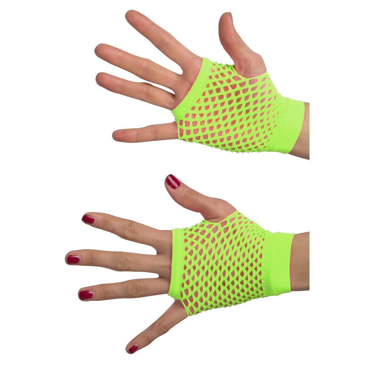 Guanti Corti Rete Verde Fluo Senza Dita cm.10 |Carnival Toys