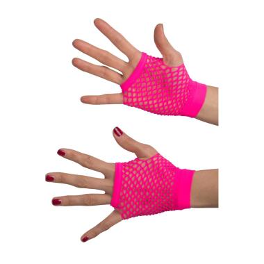 Guanti Corti Rete Rosa Fluo Senza Dita cm.10 |Carnival Toys