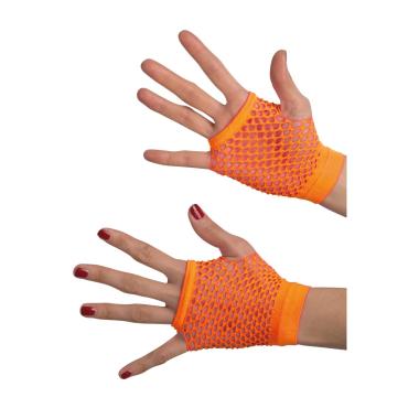 Guanti Corti Rete Arancione Fluo Senza Dita cm.10 |Carnival Toys