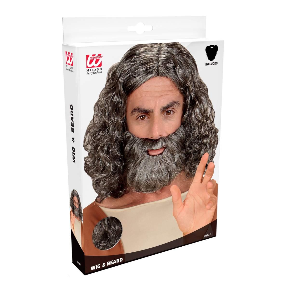 Parrucca Castana Biblica con Barba |Widmann