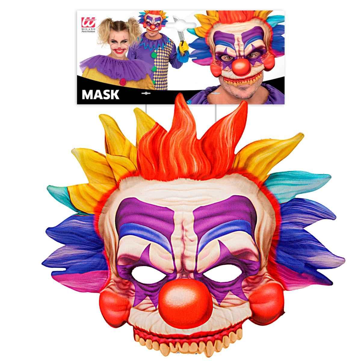 Maschera Viso Horror Clown Killer Tessuto |Widmann