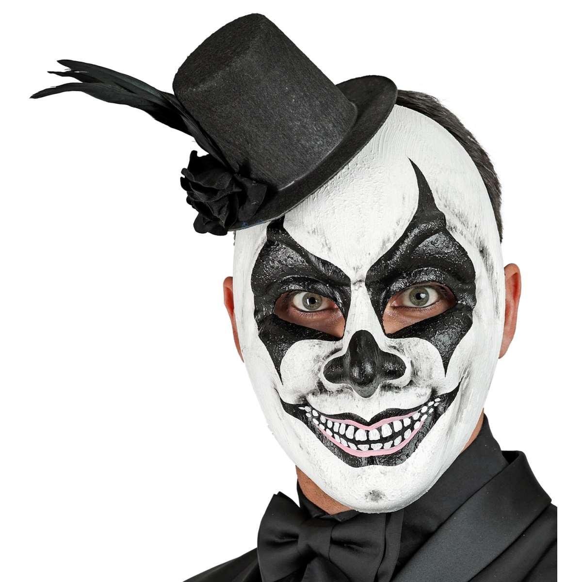 Maschera Viso PVC Horror Commedia dell'Arte con Cappello |Widmann