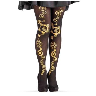 Collant Steampunk Nere Ingranaggi Oro |Carnival Toys