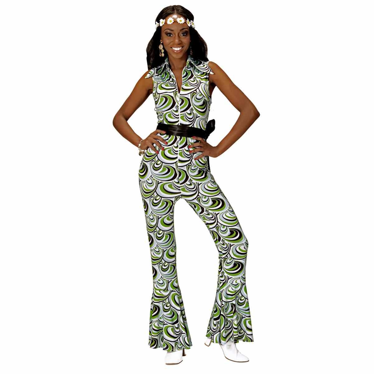 Costume Tuta Disco Anni '70 Waves Verde |Widmann