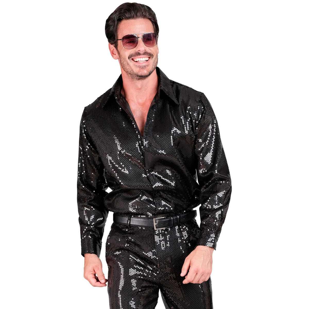 Camicia Nera Disco Paillettes |Widmann