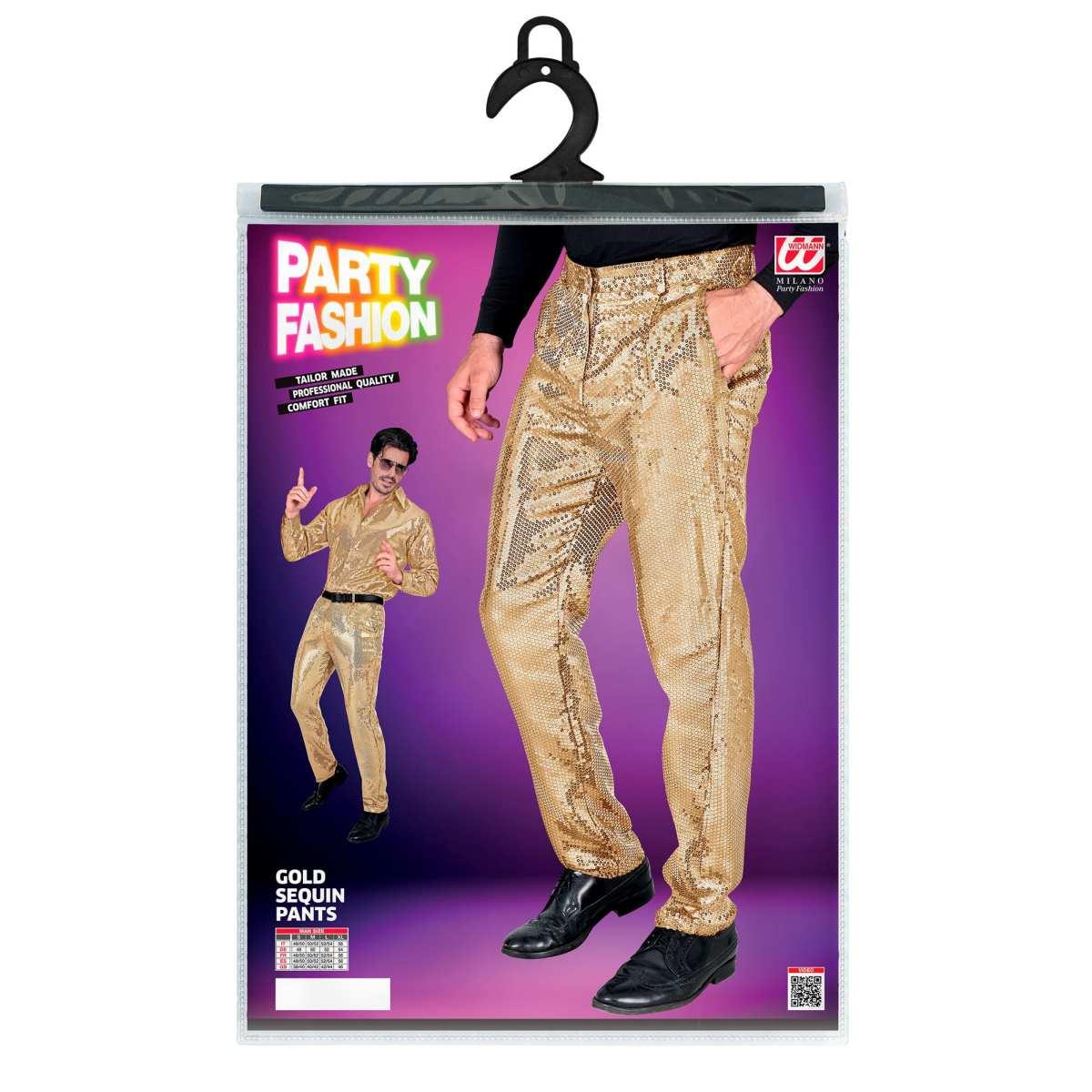 Pantaloni Anni Party Disco Oro con Paillettes |Widmann