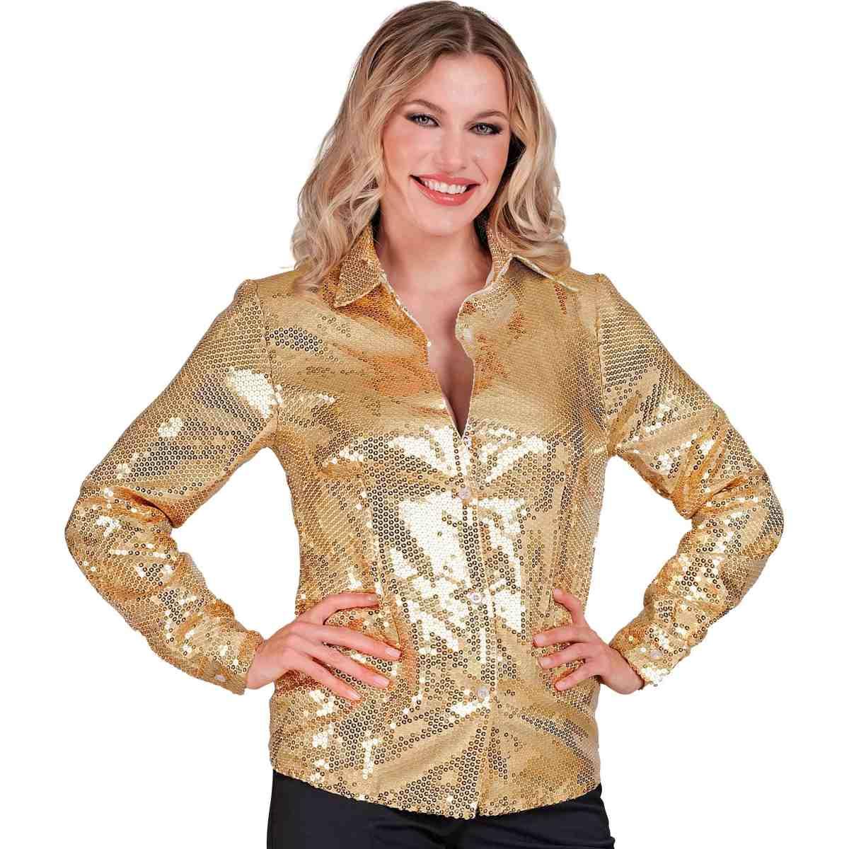 Camicia Party Disco Paillettes Oro |Widmann