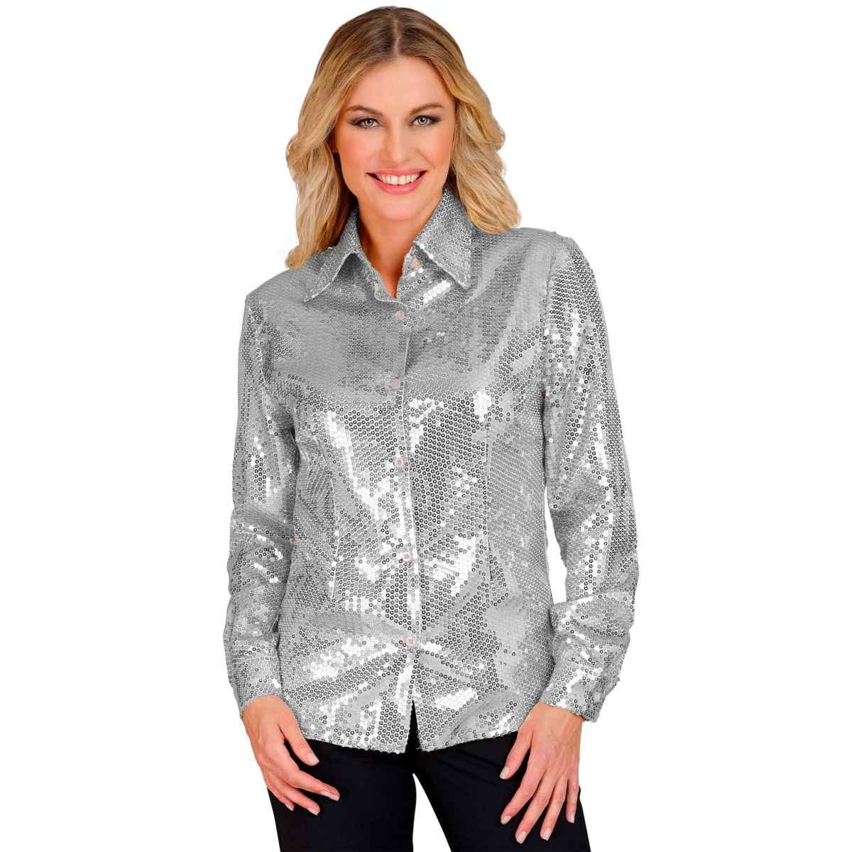 Camicia Party Disco Paillettes Argento |Widmann