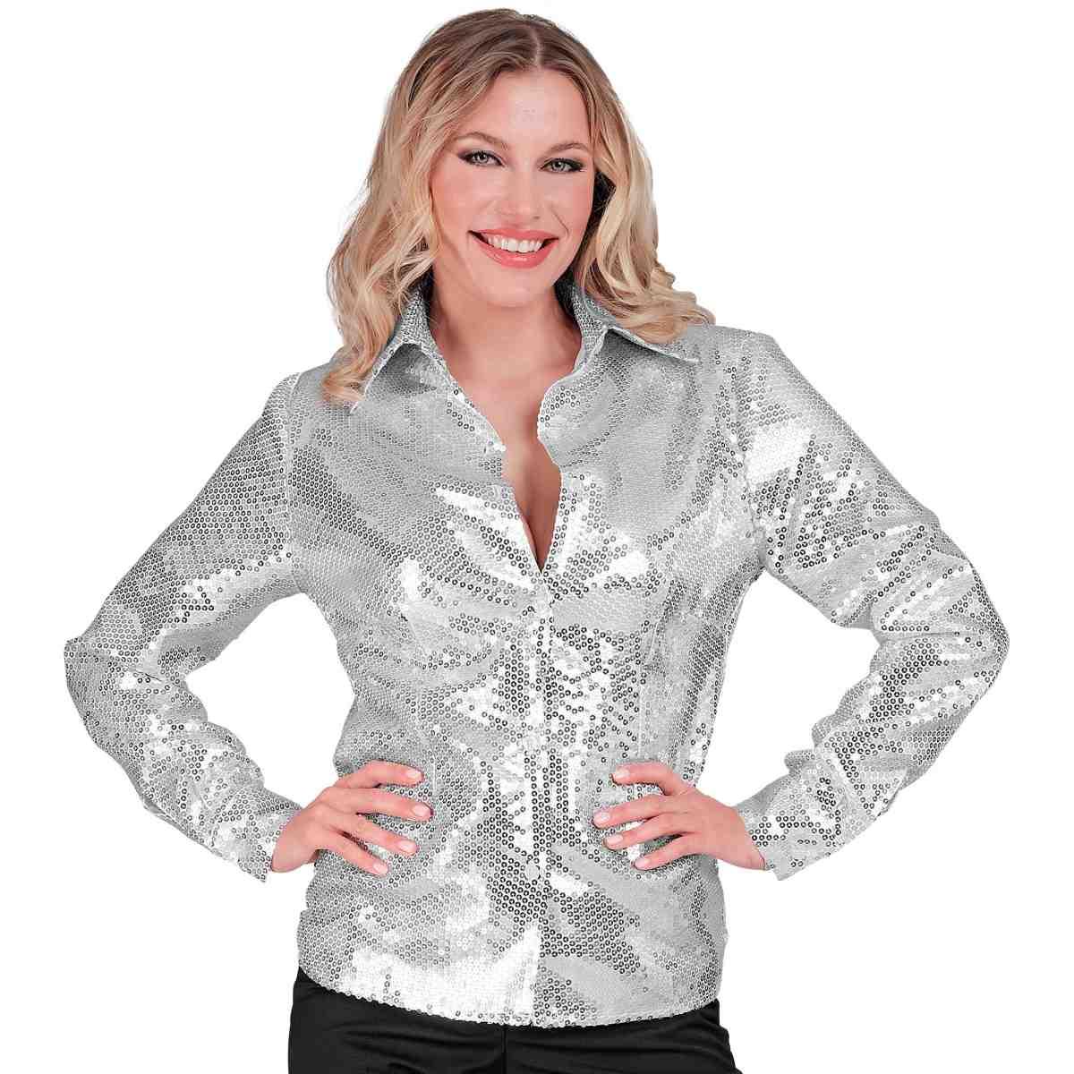 Camicia Party Disco Paillettes Argento |Widmann