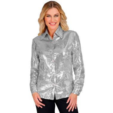 Camicia Party Disco Paillettes Argento |Widmann