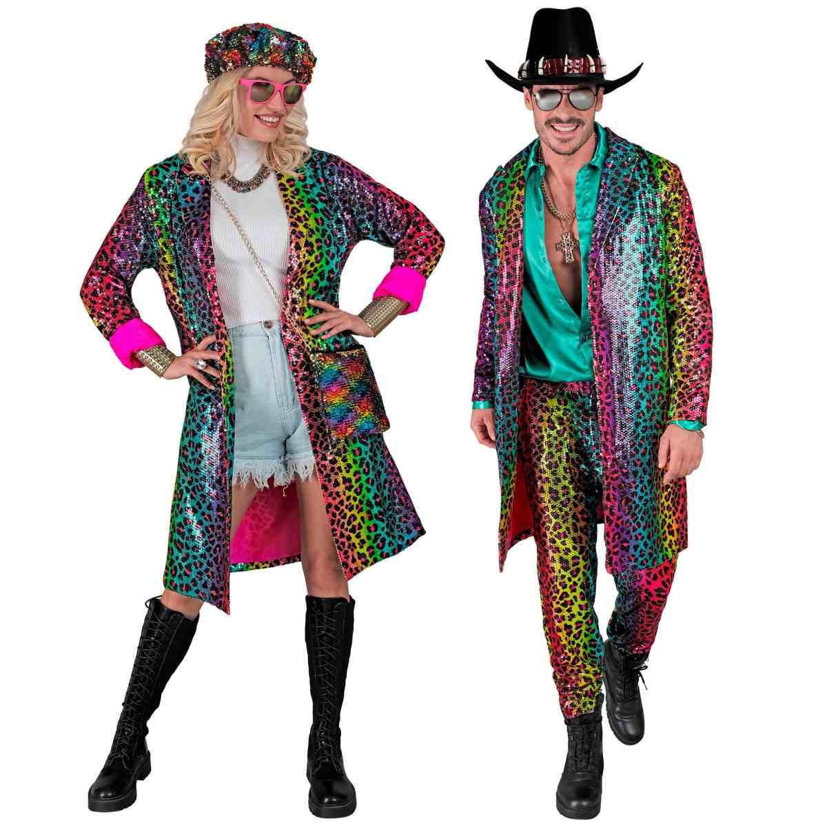 Cappotto Party Disco Animalier Leopardato Arcobaleno |Widmann