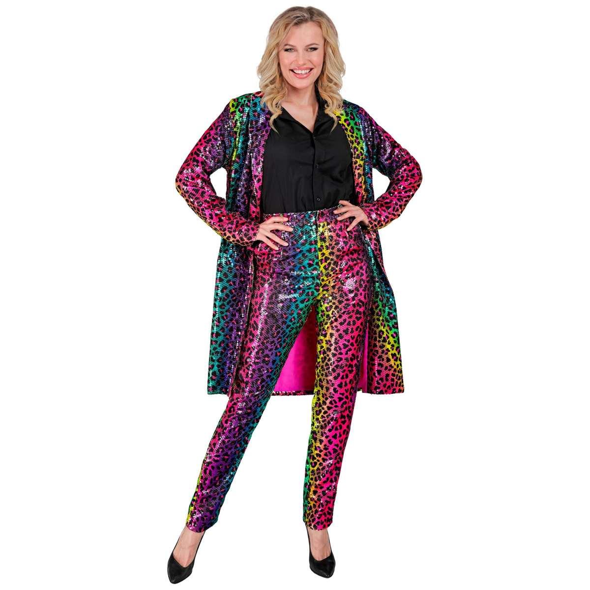 Cappotto Party Disco Animalier Leopardato Arcobaleno |Widmann