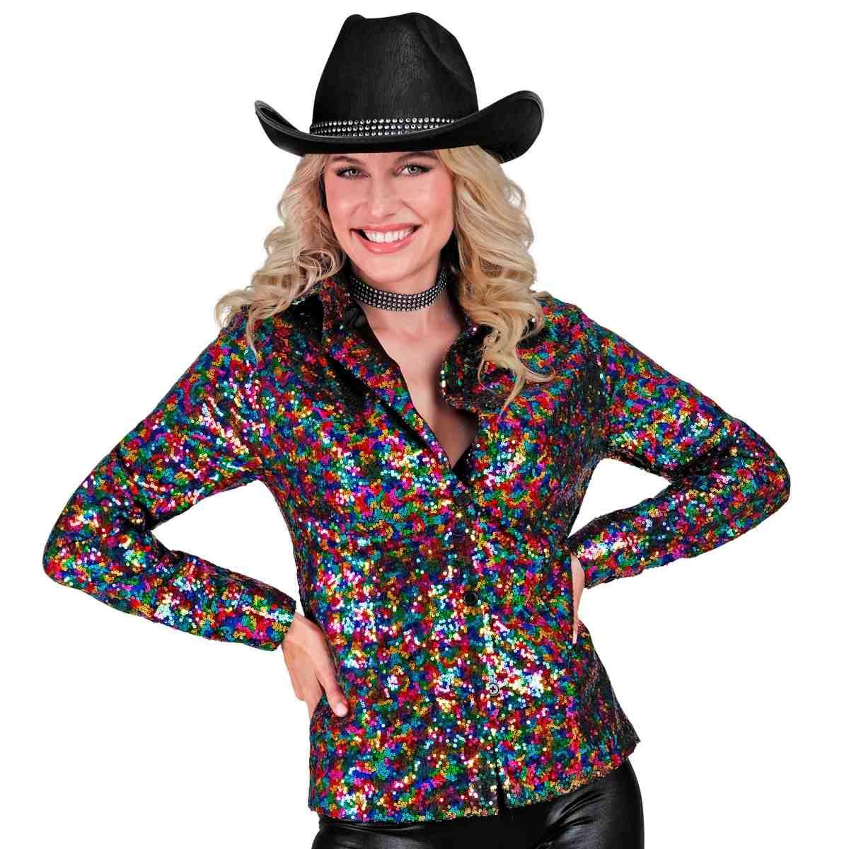 Camicia Party Disco Paillettes Multicolor |Widmann