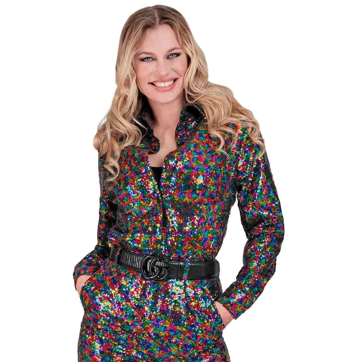 Camicia Party Disco Paillettes Multicolor |Widmann