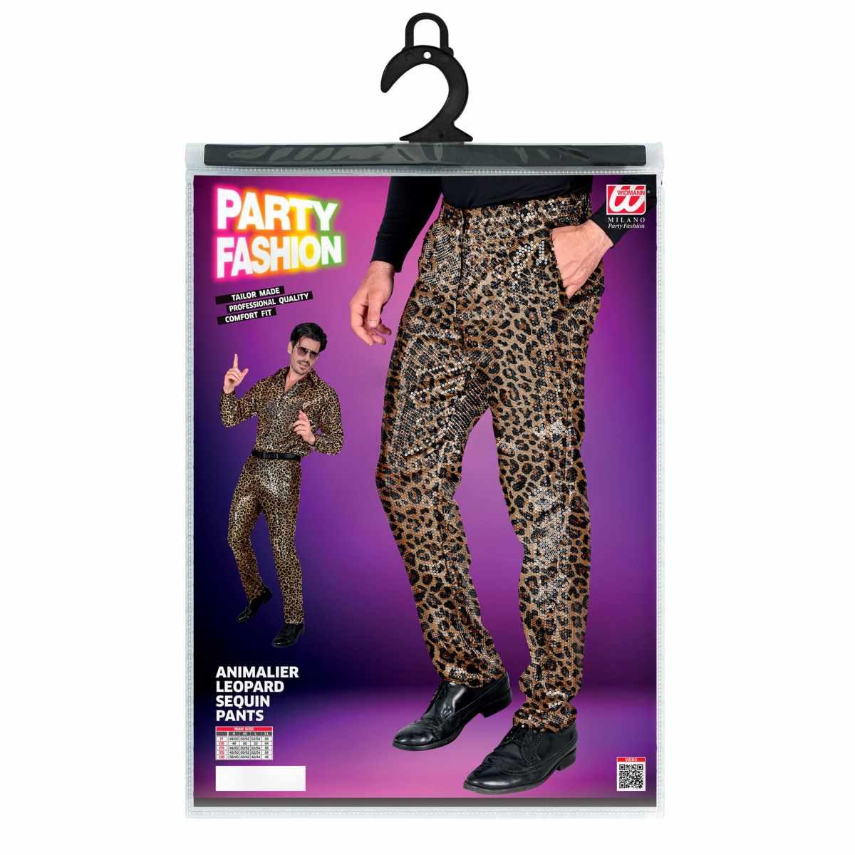 Pantaloni Anni Party Disco Animalier Leopardati con Paillettes |Widmann